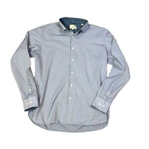 Ted Baker Men's M 36/37 blue shirt long sleeve button up 17" neck casual preppy